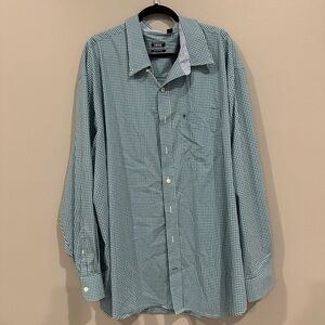 Izod men’s dress shirt. 4XL, teal checks